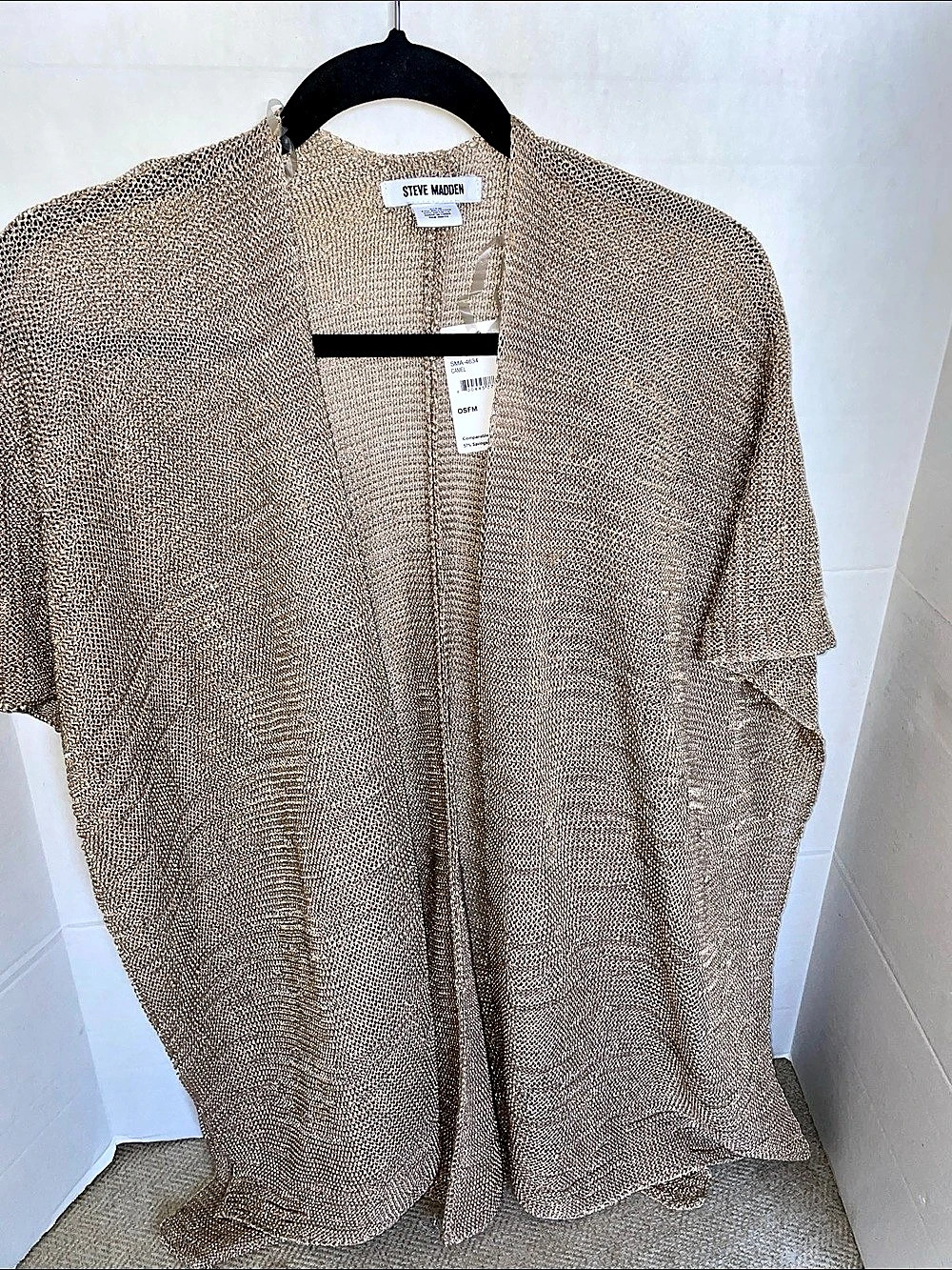 Women’s Steve Madden Metallic Knit Poncho in Brown NWT